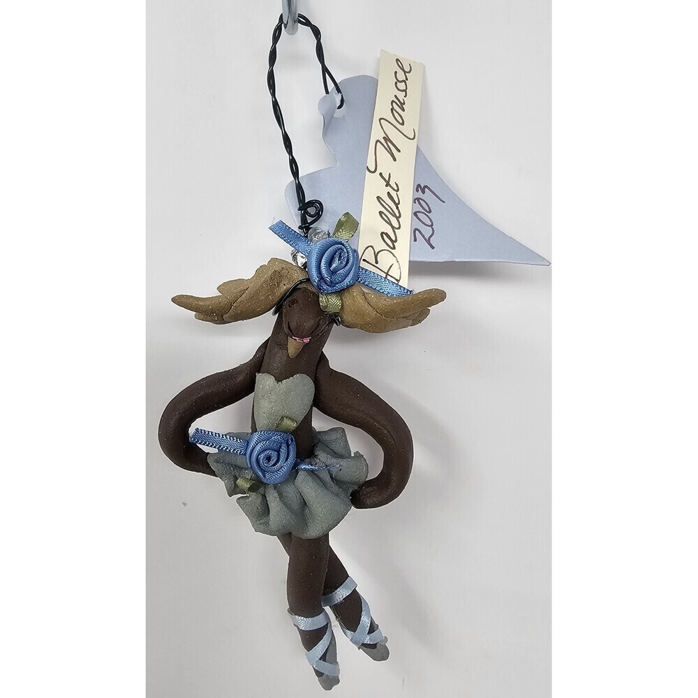 Vtg Handmade Pottery Art Whimsical Ballet Mousse Ornament By Claire Barr Wilson